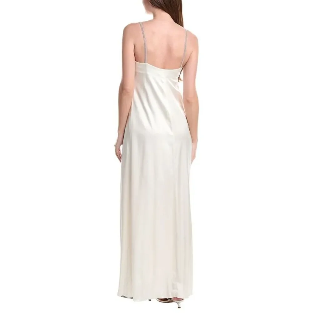 Fabiana Filippi Womens  Lingerie Strap Silk-Blend Maxi Dress, White - Picture 2 of 3